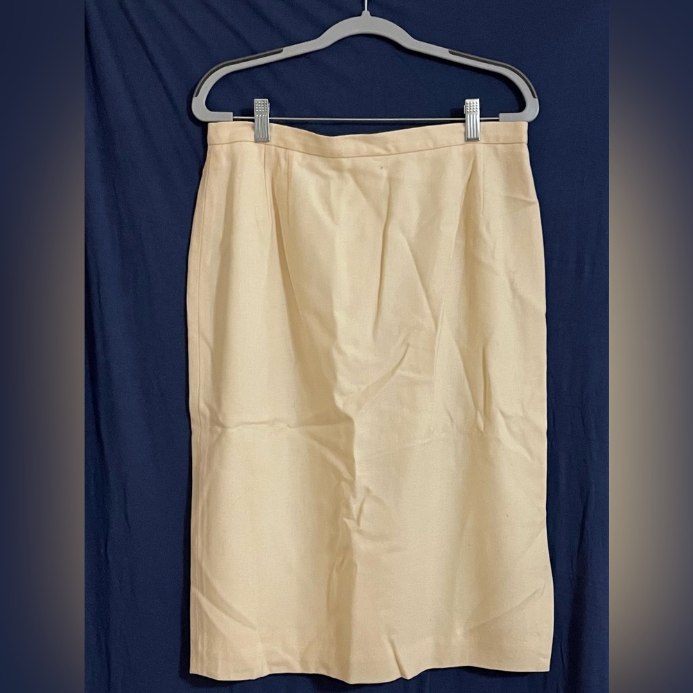 Vintage cream wool pencil skirt